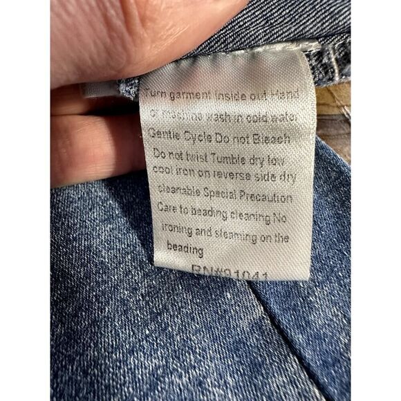 VIA RITINA Women's Denim Rhinestone Star Skinny Jeans Blue Size 10 - Picture 13 of 13